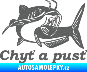 Samolepka Sumec 002 chyť a pusť pravá škrábaný titan