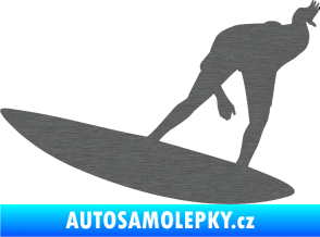 Samolepka Surfař 001 levá škrábaný titan