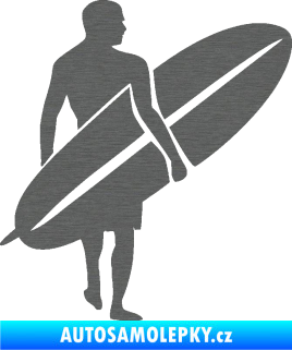 Samolepka Surfař 004 pravá škrábaný titan