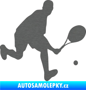 Samolepka Tenista 007 pravá škrábaný titan