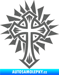Samolepka Tetování 118 kříž škrábaný titan