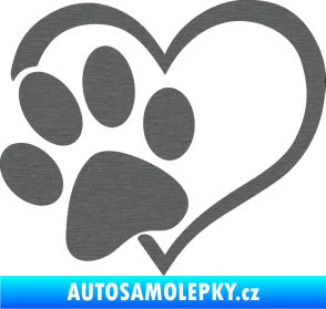 Samolepka Tlapka love levá škrábaný titan