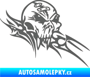 Samolepka Tribal skull pravá lebka škrábaný titan