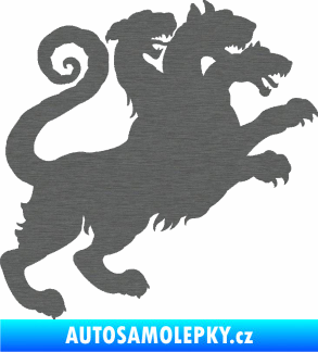 Samolepka Trojhlavý pes kerberos 002 pravá škrábaný titan