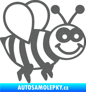 Samolepka Včela 003 pravá happy škrábaný titan