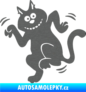 Samolepka Veselá kočka levá škrábaný titan