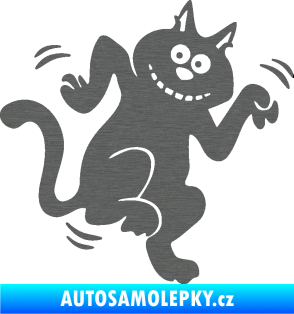 Samolepka Veselá kočka pravá škrábaný titan