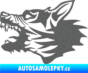 Samolepka Vlk 003 levá škrábaný titan
