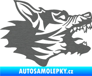 Samolepka Vlk 003 pravá škrábaný titan