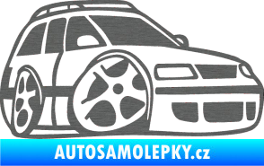 Samolepka VW Passat b6 karikatura pravá škrábaný titan