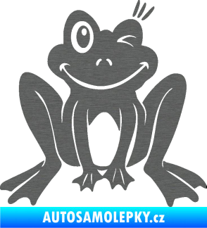 Samolepka Žába 010 pravá mrkající škrábaný titan