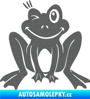 Samolepka Žába 010 levá mrkající škrábaný titan