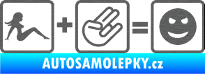 Samolepka Žena + shocker = šklebící se smajlík pravá škrábaný titan