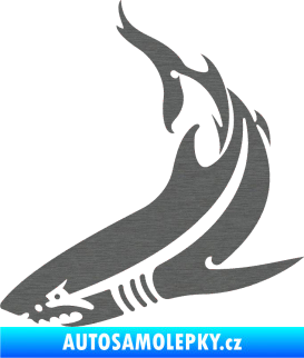 Samolepka Žralok 005 levá škrábaný titan