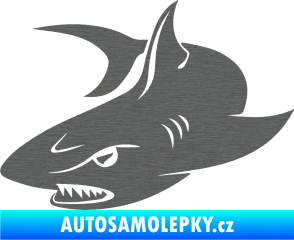 Samolepka Žralok 012 levá škrábaný titan