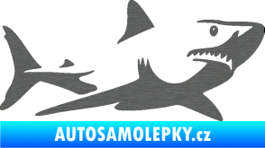Samolepka Žralok 015 pravá škrábaný titan