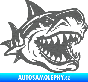 Samolepka Žralok 021 pravá škrábaný titan
