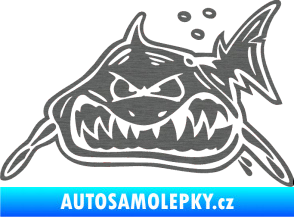 Samolepka Žralok levá škrábaný titan
