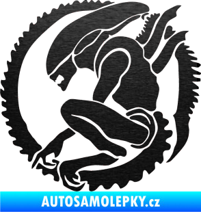 Samolepka Alien 001 levá škrábaný kov černý