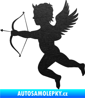 Samolepka Amor 001 levá cupid andílek škrábaný kov černý