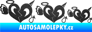 Samolepka Angel devil family 002 rodinka v autě škrábaný kov černý
