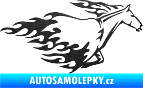 Samolepka Animal flames 003 pravá kůň škrábaný kov černý