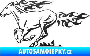 Samolepka Animal flames 004 levá kůň škrábaný kov černý
