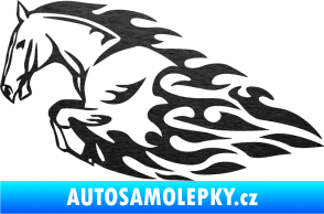 Samolepka Animal flames 008 levá kůň škrábaný kov černý