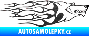 Samolepka Animal flames 017 pravá vlk škrábaný kov černý