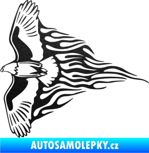 Samolepka Animal flames 019 levá letící orel škrábaný kov černý