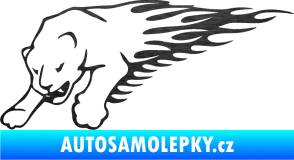 Samolepka Animal flames 020 levá puma škrábaný kov černý