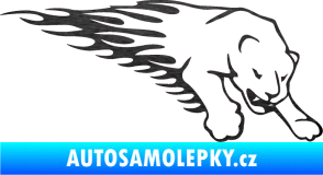 Samolepka Animal flames 020 pravá puma škrábaný kov černý