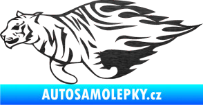 Samolepka Animal flames 021 levá tygr škrábaný kov černý