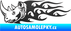 Samolepka Animal flames 025 levá nosorožec škrábaný kov černý