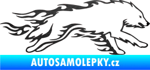 Samolepka Animal flames 032 pravá vlk škrábaný kov černý