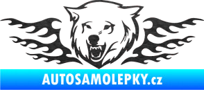 Samolepka Animal flames 034 levá  vlk škrábaný kov černý