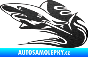 Samolepka Animal flames 037 levá žralok škrábaný kov černý