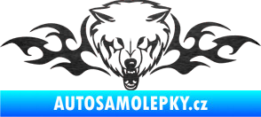 Samolepka Animal flames 038 pravá vlk škrábaný kov černý