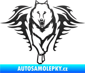 Samolepka Animal flames 039 levá  vlk škrábaný kov černý