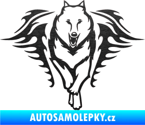Samolepka Animal flames 039 pravá  vlk škrábaný kov černý