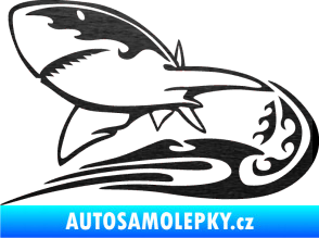 Samolepka Animal flames 041 levá žralok škrábaný kov černý
