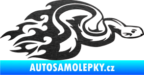 Samolepka Animal flames 042 pravá had škrábaný kov černý