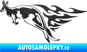 Samolepka Animal flames 044 levá klokan škrábaný kov černý
