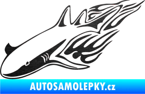 Samolepka Animal flames 048 levá žralok škrábaný kov černý