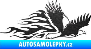 Samolepka Animal flames 053 pravá orel škrábaný kov černý