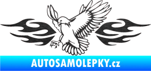 Samolepka Animal flames 054 levá orel škrábaný kov černý