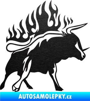 Samolepka Animal flames 055 pravá býk škrábaný kov černý