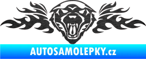Samolepka Animal flames 058 levá vlk škrábaný kov černý