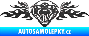 Samolepka Animal flames 058 pravá vlk škrábaný kov černý