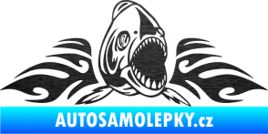 Samolepka Animal flames 063 pravá piraňa škrábaný kov černý